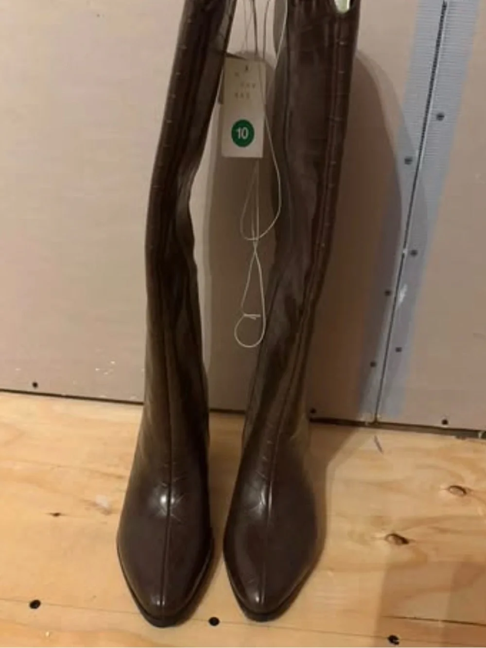 A New Day Brown Croc-Embossed Over-the-Knee Boots